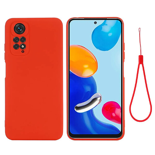 Coque en silicone anti-scratch, avec sangle, rouge pour votre Xiaomi Redmi Note 11S 4G/Redmi Note 11 4G (Qualcomm)