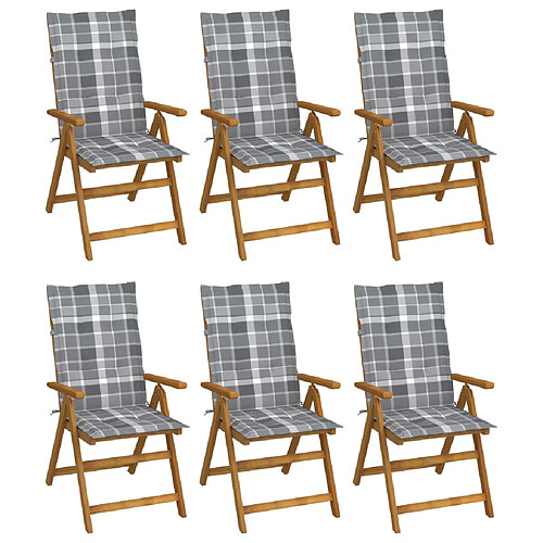 vidaXL Chaises pliables de jardin lot de 6 avec coussins Bois d'acacia