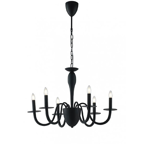 Fan Europe Chandelier sans abats jours Armstrong 6 ampoules Métal Noir