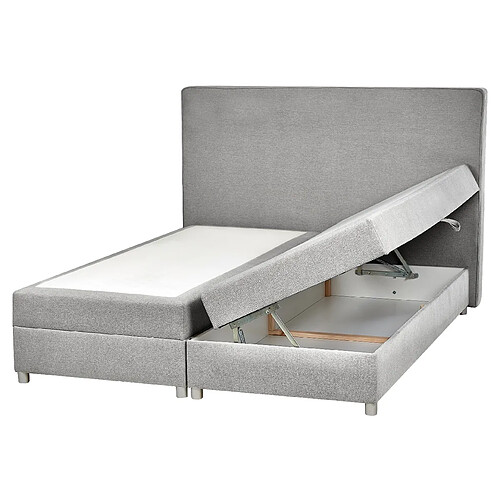 Beliani Lit boxspring en tissu 160 x 200 cm gris clair MINISTER