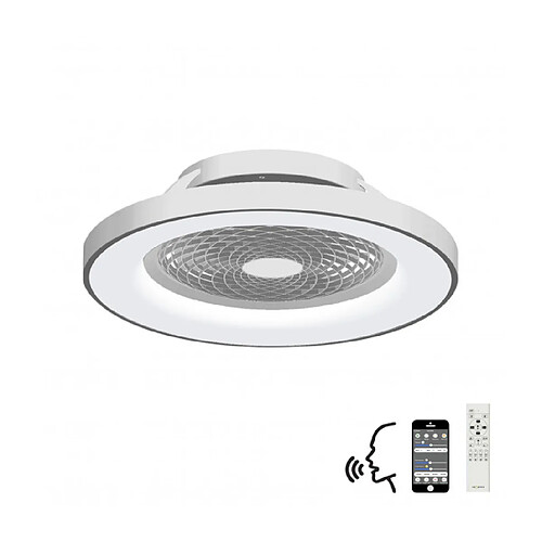 Luminaire Center Plafonnier ventilateur Tibet Argent, blanc 1 ampoule 20cm