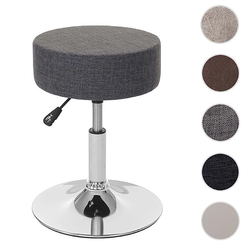 Mendler Tabouret HWC-C22, hauteur réglable, Ø 35 cm, tissu ~ gris