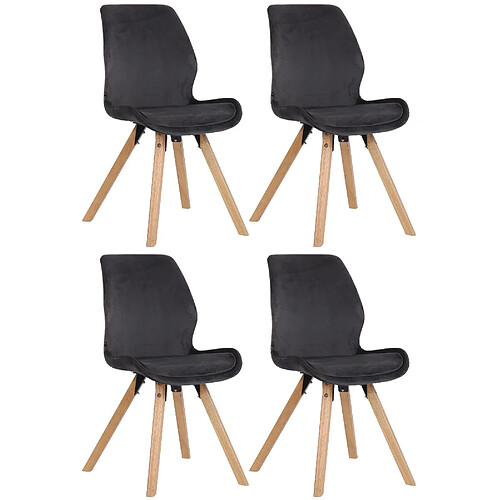 Decoshop26 Lot de 4 chaises de salle à manger design scandinave velours anthracite et pieds en bois clair 10_0001856