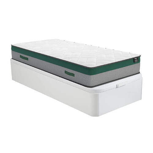 Vente-Unique Ensemble 90 x 190 cm sommier coffre blanc + matelas ressorts ensachés ép.22cm - PRESTIGE de YSMÉE