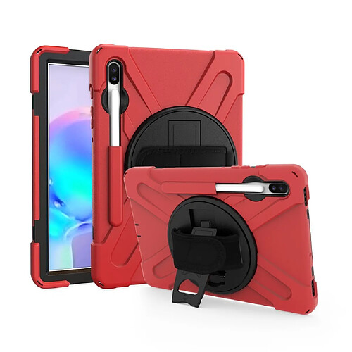 Coque en TPU combo en forme de x avec béquille et dragonne rouge pour Samsung Galaxy Tab S6 SM-T860 (Wi-Fi)/T865 (LTE)