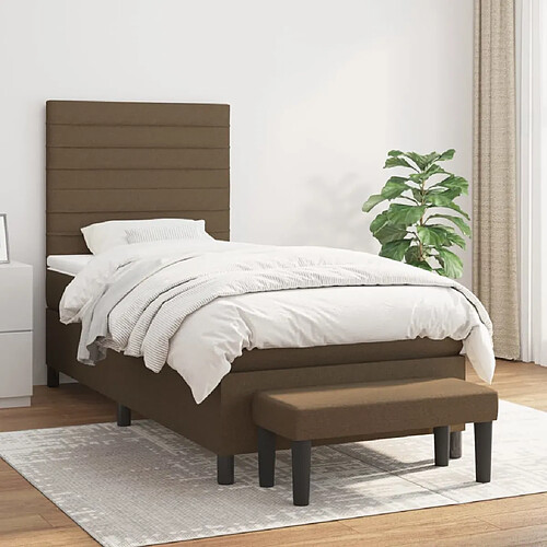 vidaXL Sommier à lattes de lit avec matelas Marron foncé 100x200 cm