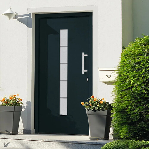 vidaXL Porte d'entrée Aluminium et PVC Anthracite 100x210 cm