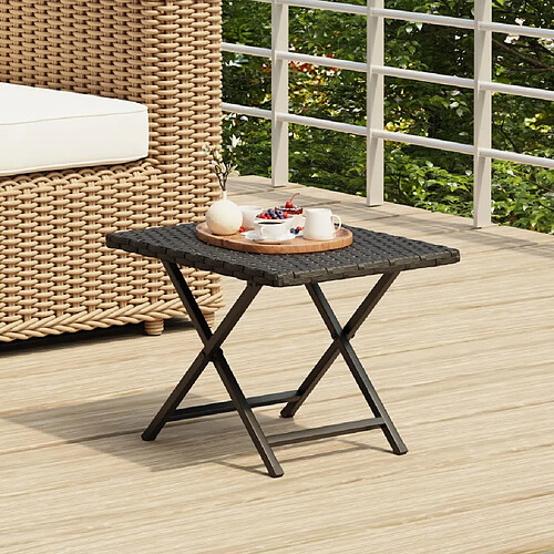 vidaXL Table pliable noir 45x35x32 cm résine tressée