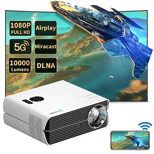 Vidéoprojecteur FULL HD 1080P TROISC GAMMA WIFI 5G 10000 Lumen Recopie L'écran 300 Max 4K 20000:1 Contraste