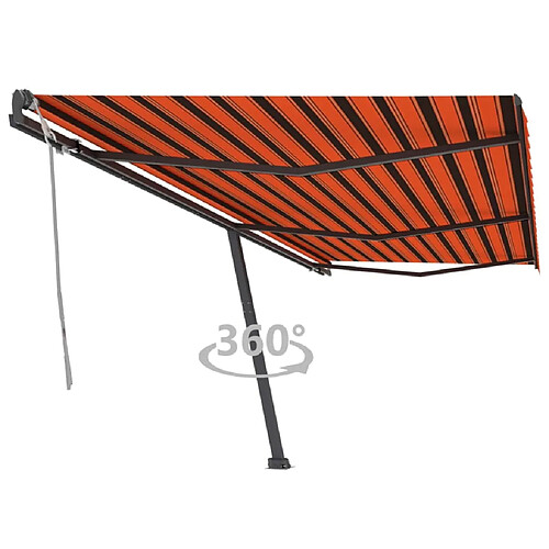 vidaXL Auvent manuel rétractable sur pied 600x300 cm Orange et marron