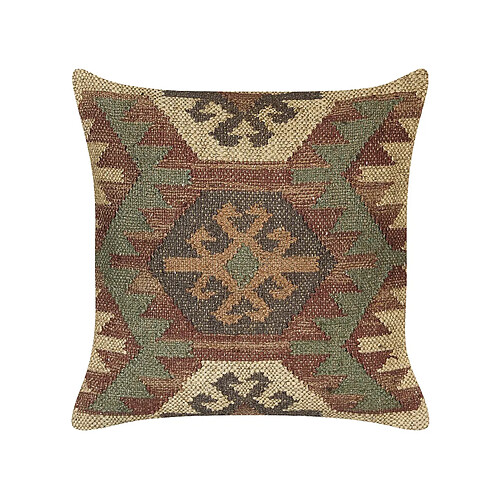 Beliani Coussin CUMBUM Jute 45 x 45 cm Géométrique Marron