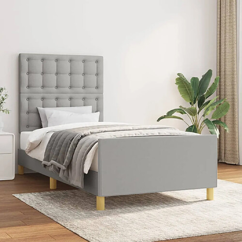 vidaXL Cadre de lit sans matelas avec tête de lit gris clair 80x200cm