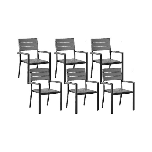 Beliani Lot de 6 chaises COMO Bois d'ingénierie Gris