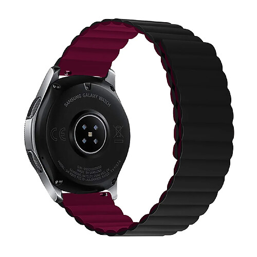 Bracelet en silicone magnétique, 22mm à fermeture rapide, taille L pour votre Samsung Galaxy Watch 3 45mm/Gear S3 Frontier/Classic - noir/rouge vin