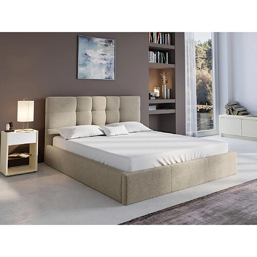 Lit coffre 160 x 200 cm - Tissu - Beige - ELIAVA de Pascal Morabito