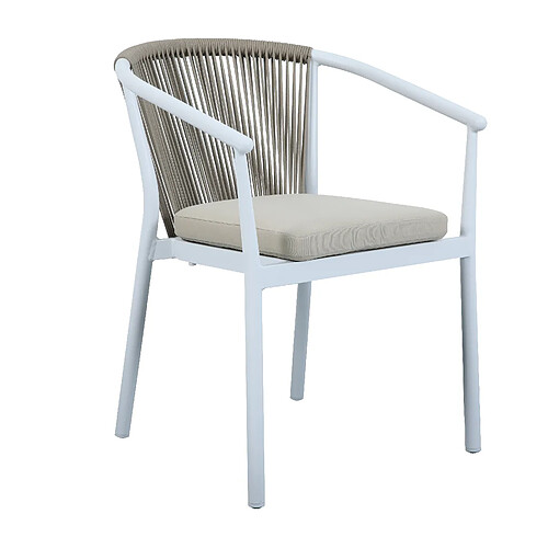 AXI Suvi Chaises de Jardin, 2 Chaises BLANChes, Coussins en Polyester Kaki, Dossier Corde d'oléfine | 2 Chaises de jardin en Aluminium | Chaises Exterieur, 57 x 41-61 x 78 cm