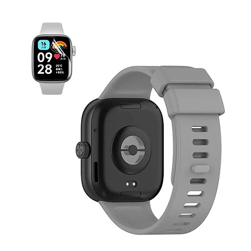 NIS Kit Bracelet Topsilicone + Film Gel Compatible avec Xiaomi Redmi Watch 4 - Gris