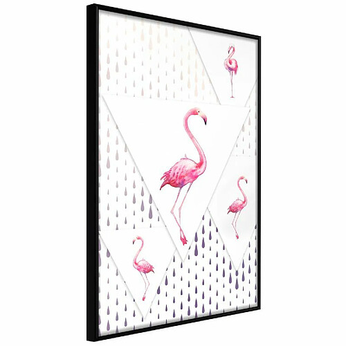 Paris Prix Affiche Murale Encadrée Flamingos and Triangles 30 x 45 cm Noir