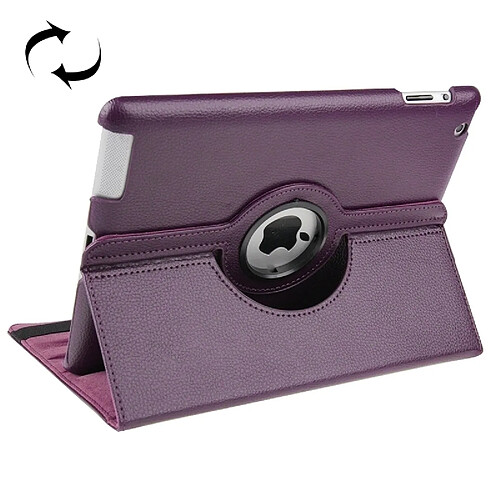 Wewoo Smart Cover Violet pour nouvel iPad 3 Étui en cuir rotatif de 360 degrés avec fonction de veille / réveil et support