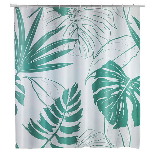 WENKO Rideau de douche exotique Brasil - PEVA - 180 x 200 cm - Vert d'eau