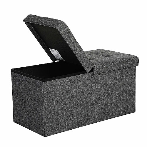 SONGMICS Coffre de Rangement Couvercle Pliable par 2 côtés Banc de Rangement Charge admissible 300 kg Grise Foncée 76 x 38 x 38 cm LSF46GYZ