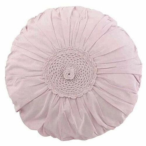 Paris Prix Coussin Rond Déco Dentelle 40cm Rose Mauve