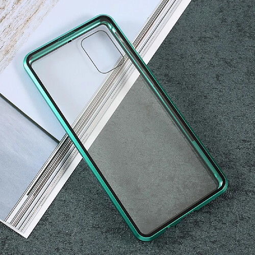 Bumper en métal cadre d'adsorption magnétique double face unique vert pour votre Samsung Galaxy A71 SM-A715