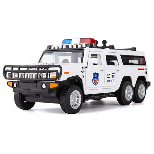 Universal 1: 32 High Simulated Hummer Extended Police Car Model Moulding Toy Car et Sound-Light Alloy Toy Car(blanche)