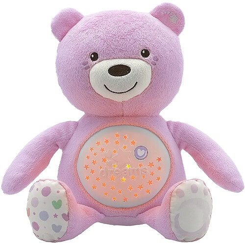 Chicco peluche musical avec 3 effets lumineux Ourson rose