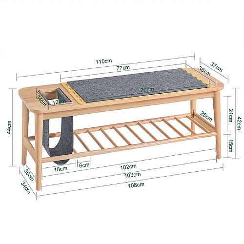 SoBuy HFSR02-N Banc à Chaussures Banc de Rangement Bout de lit Etagère à Chaussures Meuble de Rangement avec raccords à Tenon