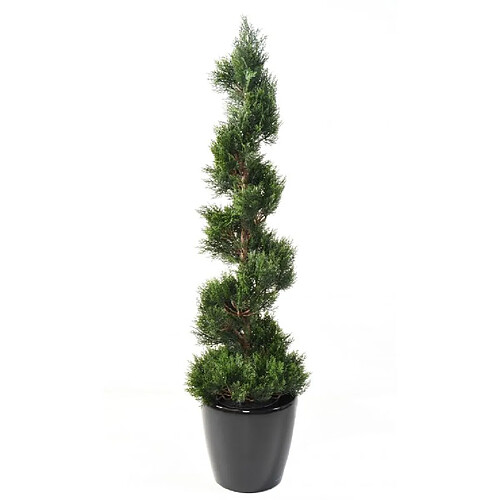 Pegane Plante artificielle haute gamme Spécial extérieur / Cyprès Artificiel Forme Spirale - Dim : 150 x 45 cm