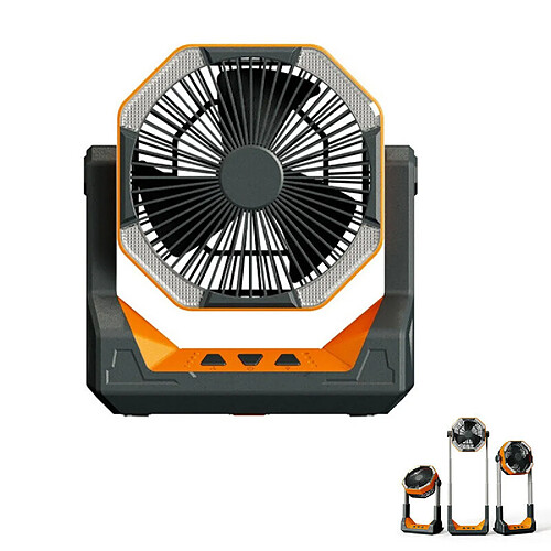 Ventilateur Portable, Réglage à 4 vitesses, Grande Batterie De 8000 mAh, Avec Lumière LED, Orange