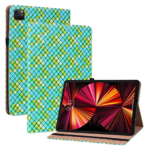 Etui en PU texture tissée avec support et porte-cartes vert pour votre iPad Air (2020)/Pro 11-pouces (2020)/(2021)