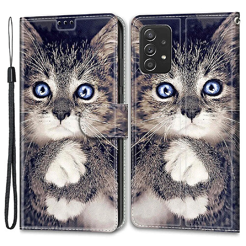 Coque en TPU + PU magnétique, antichoc avec porte-carte C02 chat pour votre Samsung Galaxy A53 5G