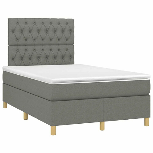 Maison Chic Lit adulte- Lit + matelas,Sommier à lattes de lit avec matelas gris foncé 120x190cm tissu -GKD10583