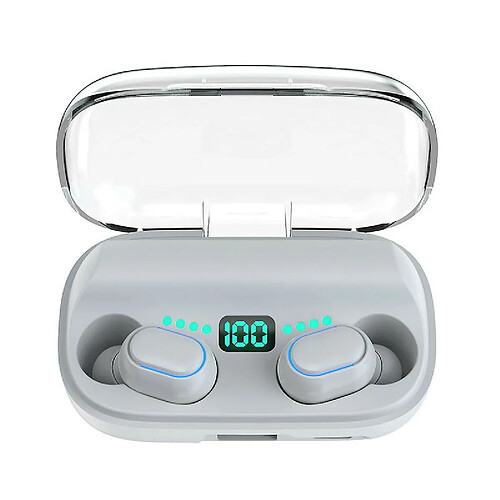 Chrono Wireless Earbuds Bluetooth Earphones Stereo In Ear Earbuds T11 Mini Sports Headset HD Call with Microphone Charging Box(Blanc)