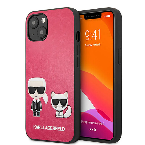 Karl Lagerfeld Coque pour iPhone 13 Mini - arrière rigide Karl & Choupette Fuchsia