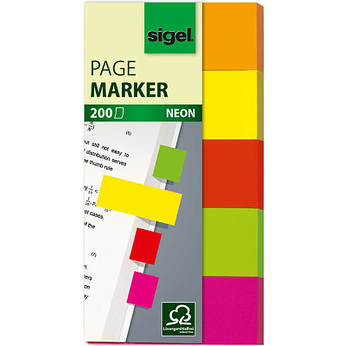 sigel Marque-page repositionnable Fluo, 50 x 20 mm ()