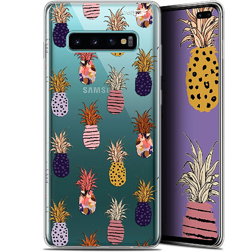 Caseink Coque arrière Samsung Galaxy S10+ (6.4 ) Gel HD [ Nouvelle Collection - Souple - Antichoc - Imprimé en France] Ananas Gold