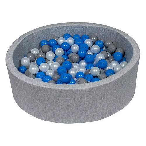 Velinda Piscine à balles Aire de jeu + 300 balles perle, bleu, gris