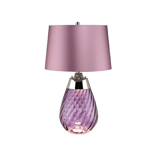 Elstead Lighting Lampe de table Lena Verre Verre teinté prune / Abat-jour chiné