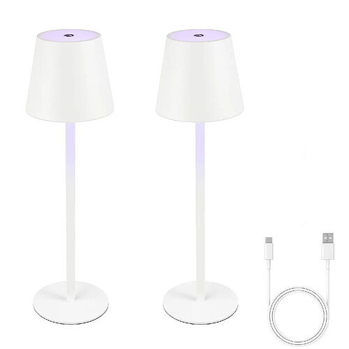 NETTLIFE Lampe de Chevet à Batterie sans Fil, Lot de 2- LED RGB 2600mhA Lampe de Table d'extérieur Rechargeable Tactile Dimmable Blanc USB