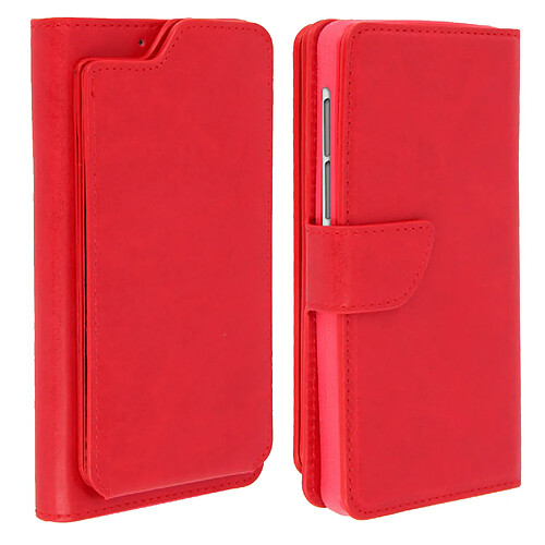 Avizar Etui Smartphone Housse Portefeuille Universelle 3XL Coque Porte-cartes Rouge