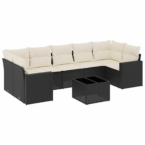 Maison Chic Salon de jardin 8 pcs avec coussins | Ensemble de Table et chaises | Mobilier d'Extérieur noir résine tressée -GKD47422