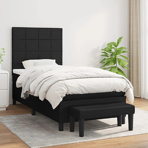 Maison Chic Lit Adulte - Lit simple Lit à sommier tapissier et matelas moelleux - Meuble de Chambre - Noir 80x200 cm Tissu -MN86768