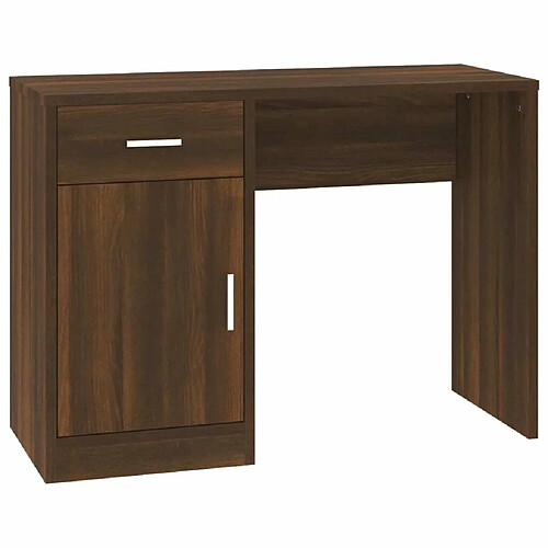 Maison Chic Bureau solide,Table de travail,Bureau d'ordinateur avec tiroir et armoire Chêne marron 100x40x73 cm -GKD71260