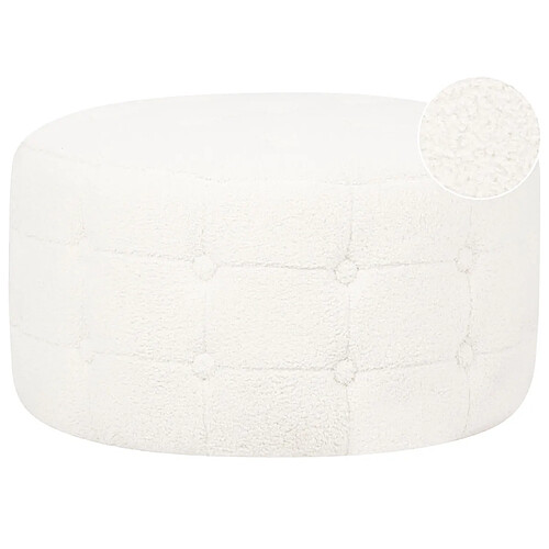 Beliani Pouf TAMPA Blanc Bouclé 55 cm 55 cm