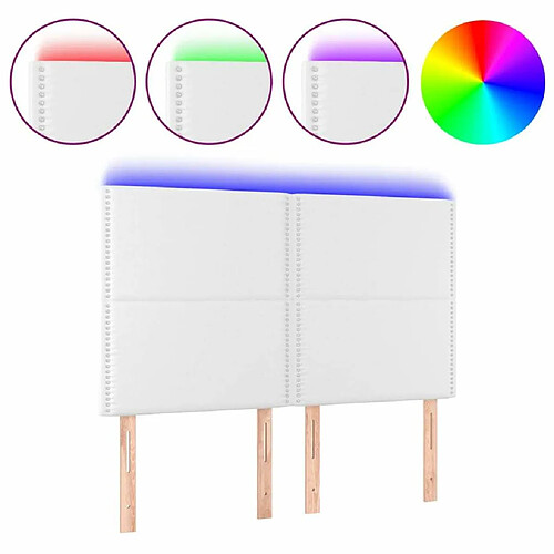 Maison Chic Tête de lit moderne à LED lumineuse pour chambre - Décoration de lit Blanc 144x5x118/128 cm Similicuir -MN68187