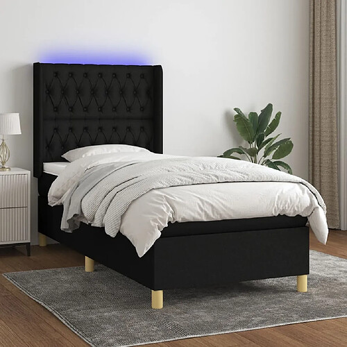 Sommier à lattes,Cadre à lattes de lit pour Adulte matelas et LED Noir 90x190 cm Tissu -MN38549