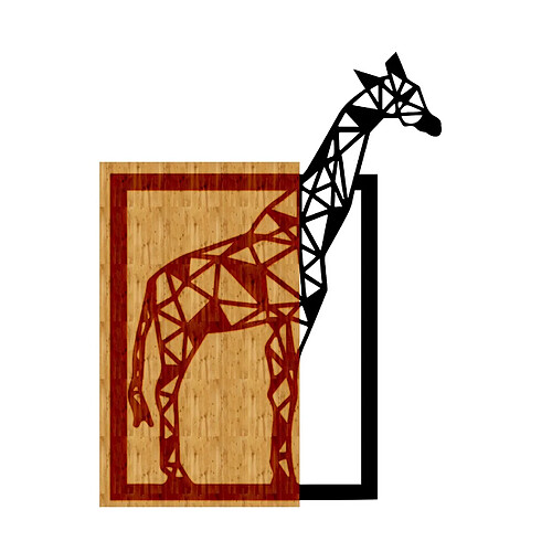 EPIKASA Décoration en Métal et Bois Girafe 1, Bois, Métal, 50x1,8x67 cm